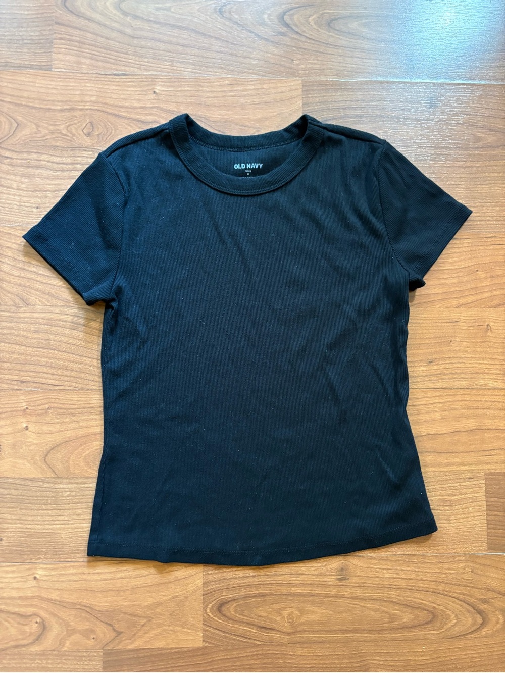 Old Navy Black Ribbed Snug-fit Short Sleeve Tee